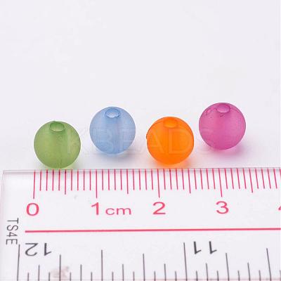 Mixed Color Frosted Round Shaped Transparent Acrylic Beads X-PL582M-1