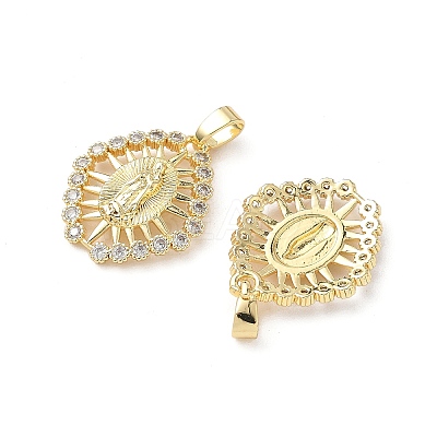 Brass Micro Pave Cubic Zirconia Pendants KK-P334-12G-1