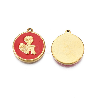 304 Stainless Steel Enamel Pendants STAS-N092-149A-1