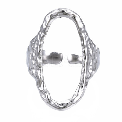 Non-Tarnish 304 Stainless Steel Oval Open Cuff Ring RJEW-T023-91P-1