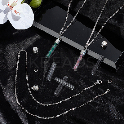 40Pcs 3 Styles Clear Glass Wish Bottle Pendants Set GLAA-SC0002-36-1