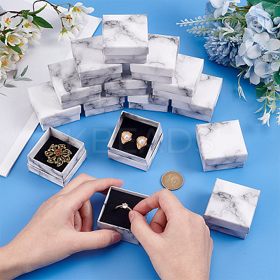 Square Cardboard Jewelry Boxes LS-CON-WH0092-46-1