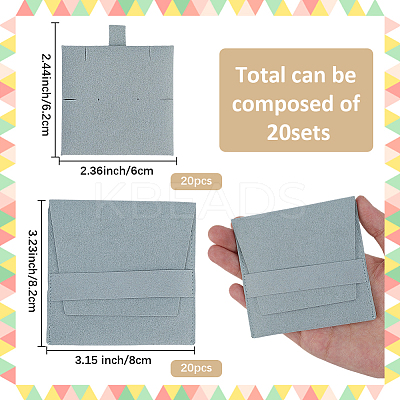 20Pcs Microfiber Jewelry Envelope Pouches ABAG-SP0001-47B-1