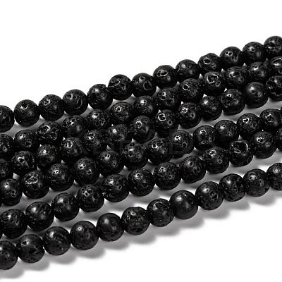 Natural Lava Rock Round Bead Strands G-M169-6mm-03-1