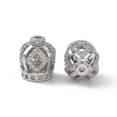 Brass Micro Pave Clear Cubic Zirconia Beads KK-E068-VB154-1