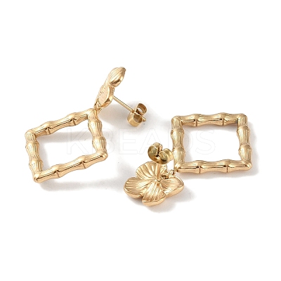 Rhombus 304 Stainless Steel Dangle Earrings EJEW-L283-015G-1