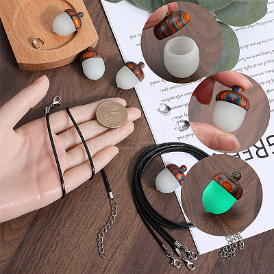 DIY Acorn Locket Necklace Making Kit WOOD-SC0001-60-1