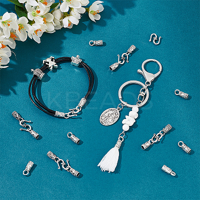 100PCS Tibetan Style Alloy Cord Ends with 100PCS Alloy Hook and S-Hook Clasps TIBE-NB0001-28-1