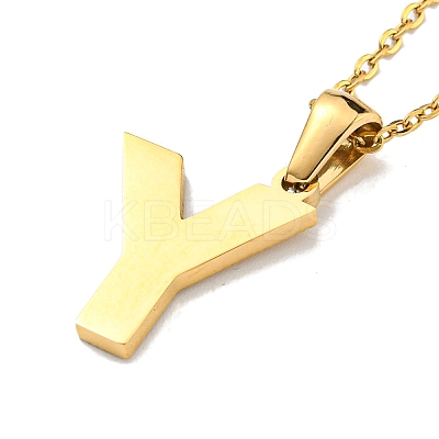 Ion Plating(IP) Initial Letter 304 Stainless Steel Pendant Necklaces NJEW-M199-01G-Y-1