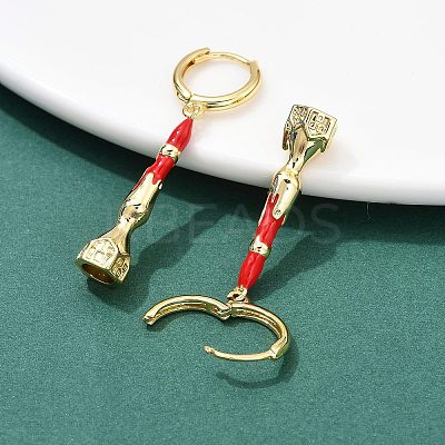 Brass Enamel House Hoop Earrings EJEW-B149-04G-1
