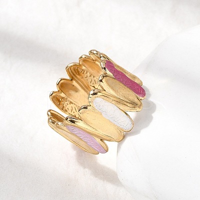 304 Stainless Steel Enamel Open Cuff Rings RJEW-L335-03A-G-1