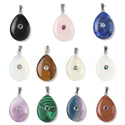 Natural & Synthetic Mixed Gemstone Pendants G-P599-02P-1