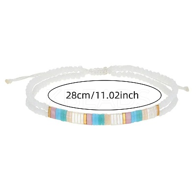 Bohemian Style Glass Seed Bead & Plastic Braided Bead Bracelets LS-QF8968-1-1