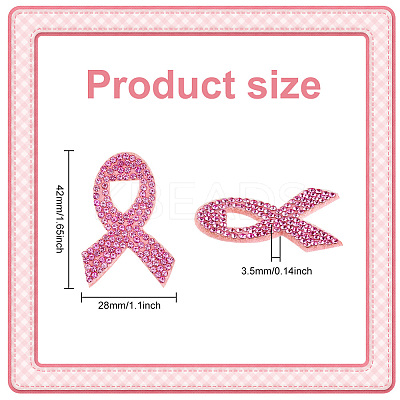 30Pcs Breast Cancer Awareness Ribbon Rhinestone Appliques PATC-FG0001-48-1