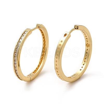 Clear Cubic Zirconia Hoop Earrings EJEW-F302-02G-1