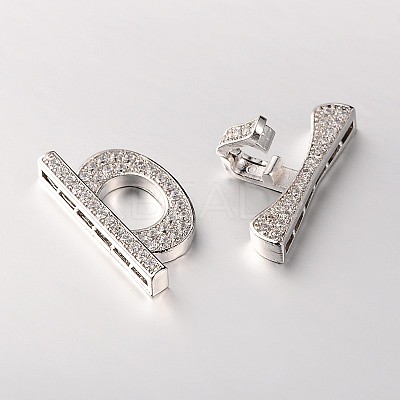 Brass Micro Pave Cubic Zirconia Fold Over Clasps ZIRC-M045-M-RS-1