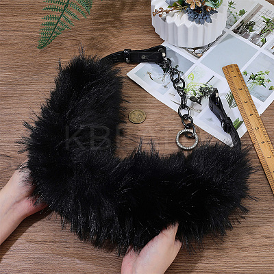 Faux Fur PU Leather Chain Belts AJEW-WH20072-55A-02-1