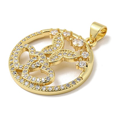 Rack Plating Brass Micro Pave Cubic Zirconia Pendants KK-F869-18G-1