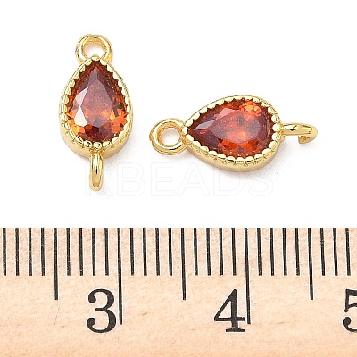 Brass Pave Cubic Zirconia Teardrop Connector Charms KK-P348-09G-06-1