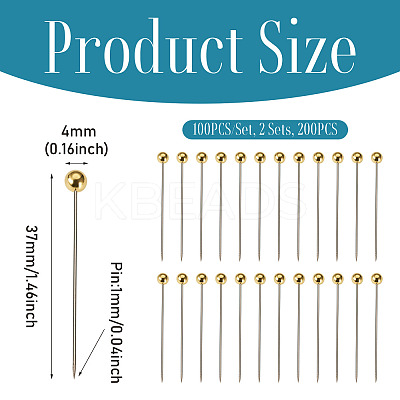 2 Sets Stainless Steel Ball Positioning Head Pins FIND-TA0009-26G-1