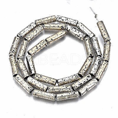 Electroplated Natural Lava Rock Beads Strands G-T114-76F-1