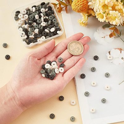 3 Strands 3 Colors Natural Lava Rock Beads Strands G-OC0002-83-1