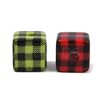 Printed Opaque Acrylic Beads OACR-A040-08-1