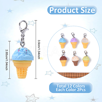 12Pcs 6 Style Resin Pendant Decorations HJEW-YW00175-1