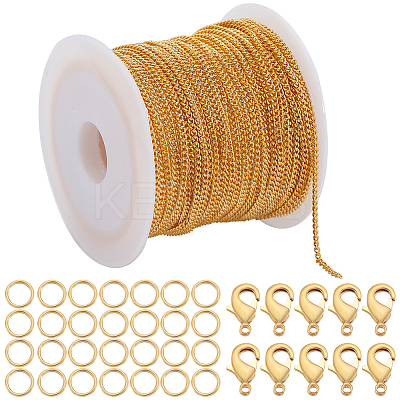 DIY Brass Curb Chains Bracelet Necklace Making Kit DIY-SP0001-11G-1