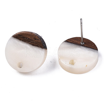 Resin & Walnut Wood Stud Earring Findings MAK-N032-007A-1