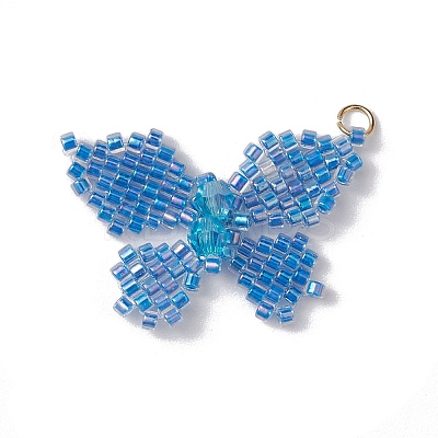 Glass Seed Beaded Pendants PALLOY-MZ00230-01-1