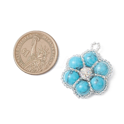 Dyed Synthetic Turquoise Beaded Pendants PALLOY-MZ01188-03-1