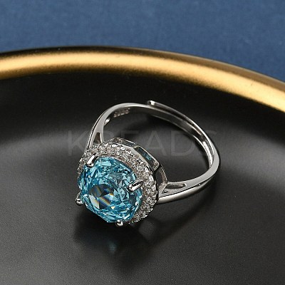 925 Sterling Silver Micro Pave Cubic Zirconia Finger Rings RJEW-B134-01B-06-1