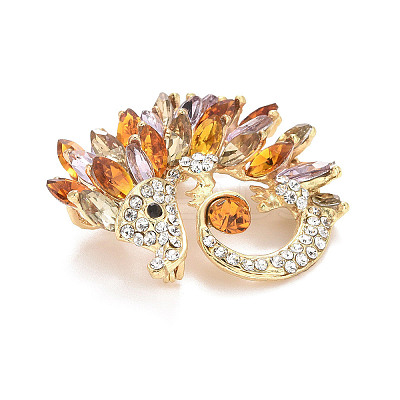 Rhinestone Hedgehog Badge LS-JEWB-E013-02G-01-1