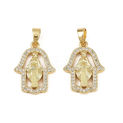 Brass Micro Pave Cubic Zirconia Pendants KK-S526-43G-1