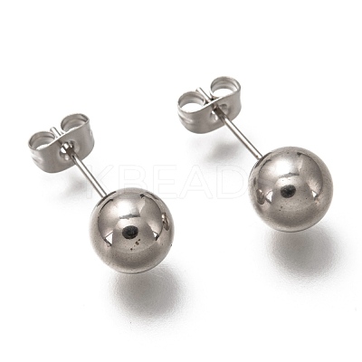 Tarnish Resistant 304 Stainless Steel Ball Stud Earrings EJEW-L254-01H-P-1