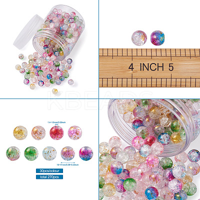 Transparent Spray Painted Crackle Glass Beads Strands GLAA-TA0003-09-1