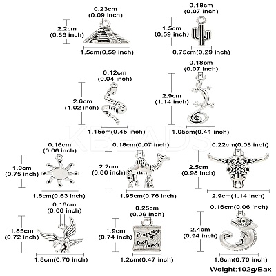 50Pcs 10 Style Tibetan Style Alloy Pendants FIND-CJ0001-60-1