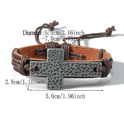 PU Leather Cord Adjustable Bracelets PW-WG27B74-02-1