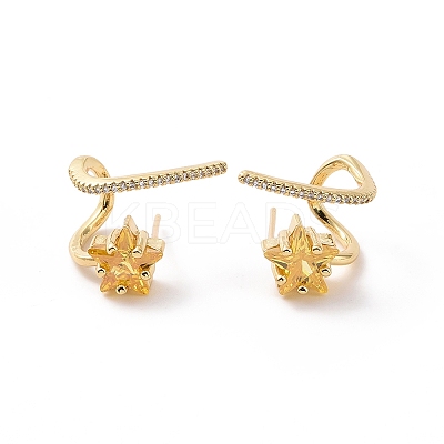 Light Khaki Cubic Zirconia Meteor Stud Earrings EJEW-P206-13G-1