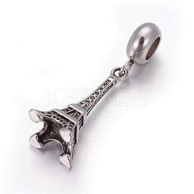 Retro 304 Stainless Steel European Style Dangle Charms OPDL-L013-44AS-1