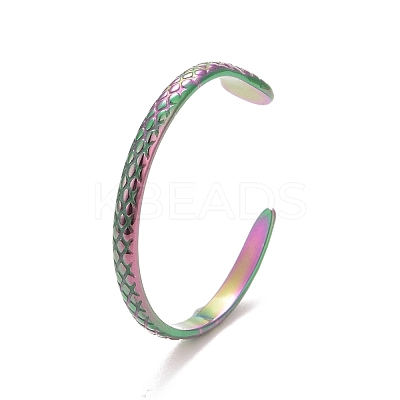 Ion Plating(IP) Rainbow Color 304 Stainless Steel Snake Wrap Open Cuff Ring for Women RJEW-C025-17M-1
