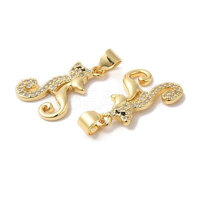 Rack Plating Brass Micro Pave Clear Cubic Zirconia Pendants KK-R144-10G-1