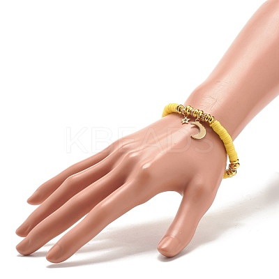 Polymer Clay Heishi Surfer Stretch Bracelet with Synthetic Hematite BJEW-JB07704-1
