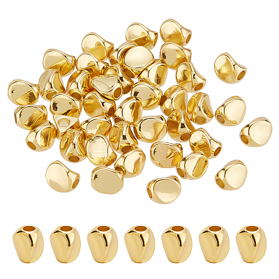 50Pcs Twist Oval Brass Beads KK-BC0012-58-1
