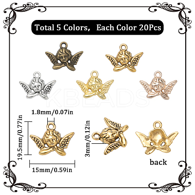 100Pcs 5 Colors Tibetan Style Alloy Pendants FIND-SC0005-57-1