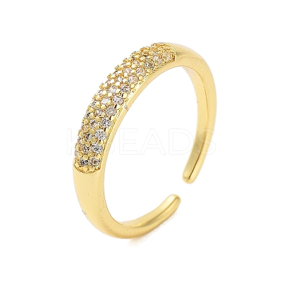 Brass Pave Cubic Zirconia Cuff Rings RJEW-U012-03G-04-1