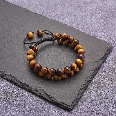 Natural Tiger Eye Braided Bead Bracelet BJEW-SW00001-11-1