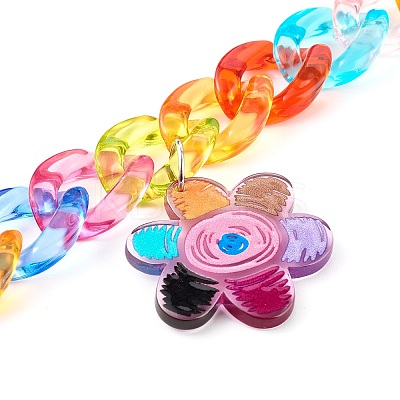 Acrylic Curb Chain Phone Case Chain HJEW-JM00504-04-1