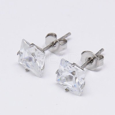 Cubic Zirconia Ear Studs X-STAS-E051-2E-1